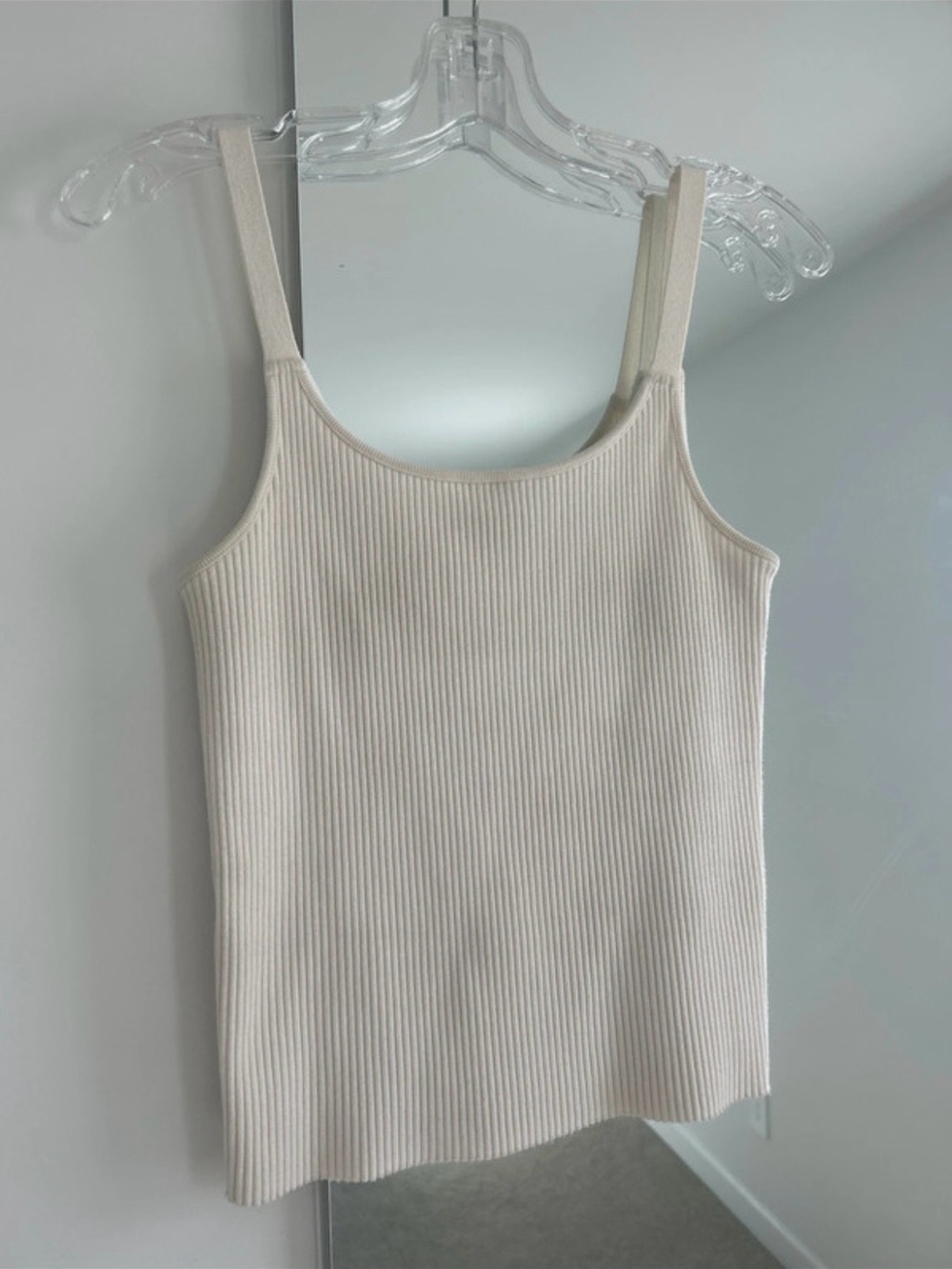 Vince Ribbed Scoop Neck Tank Top - Cream